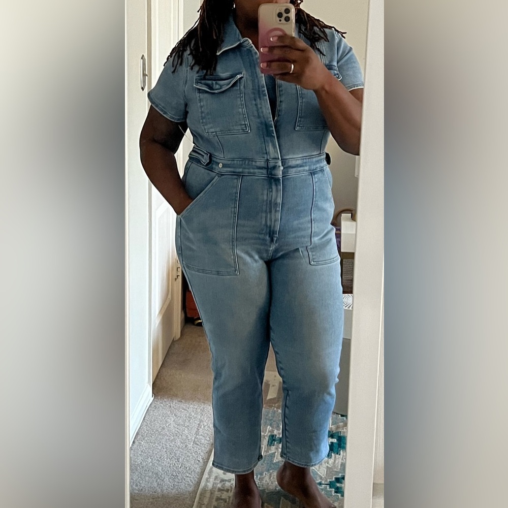 Good American Light Blue Denim Jumpsuit